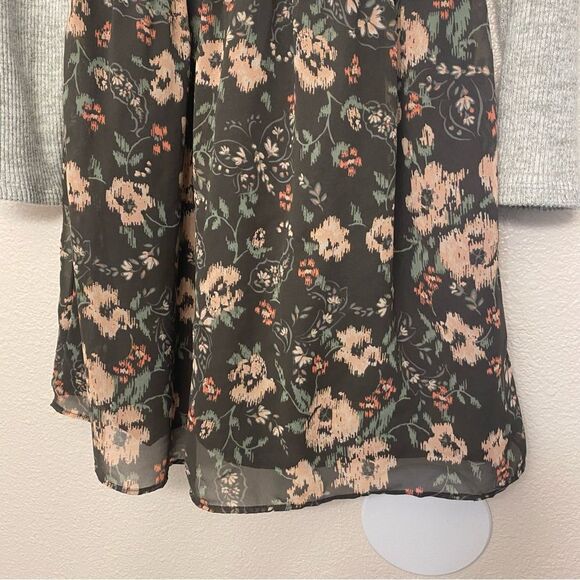 OshKosh gray cozy knit ribbed crew neck long sleeve sweater dress floral 14 - Picture 5 of 9